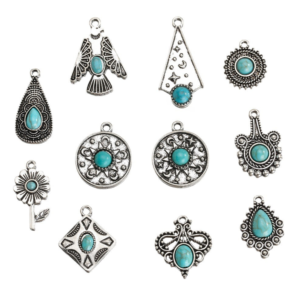 Wholesale Bohemian ethnic style turquoise inlaid necklace bracelet